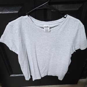 PINK Victoria's Secret Light Gray Short Sleeve Tee